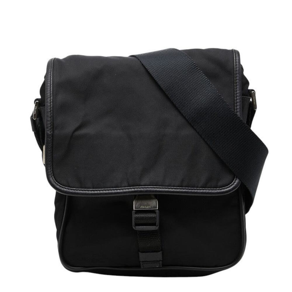 Prada Nylon Logo Shoulder Bag Black